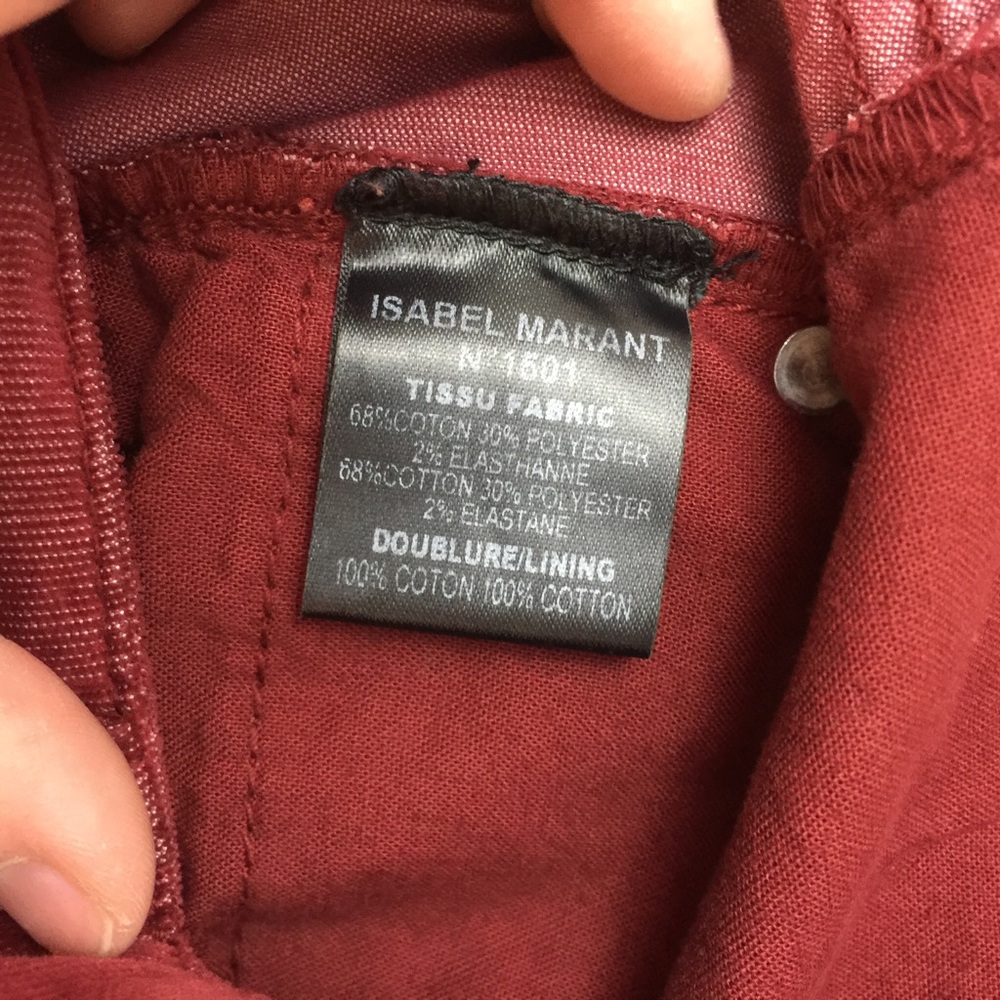 Isabel Marant Red IVO Zipper Corduroy Crop Pants - Picture 5 of 8